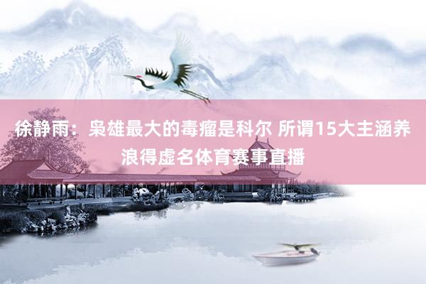 徐静雨：枭雄最大的毒瘤是科尔 所谓15大主涵养浪得虚名体育赛事直播