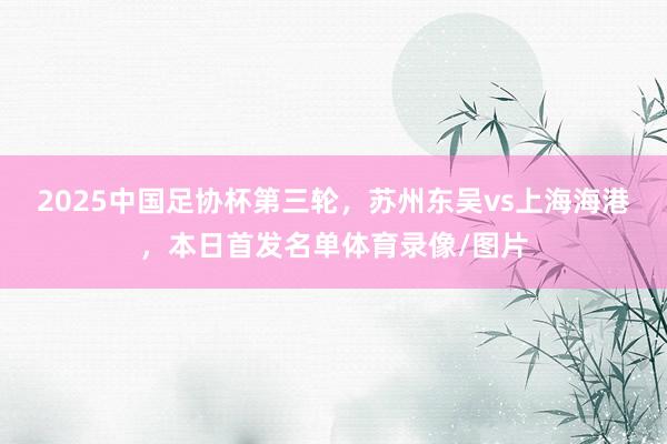 2025中国足协杯第三轮，苏州东吴vs上海海港，本日首发名单体育录像/图片