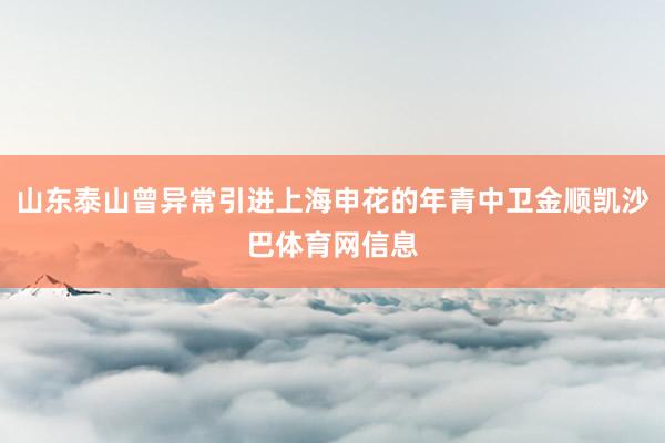山东泰山曾异常引进上海申花的年青中卫金顺凯沙巴体育网信息