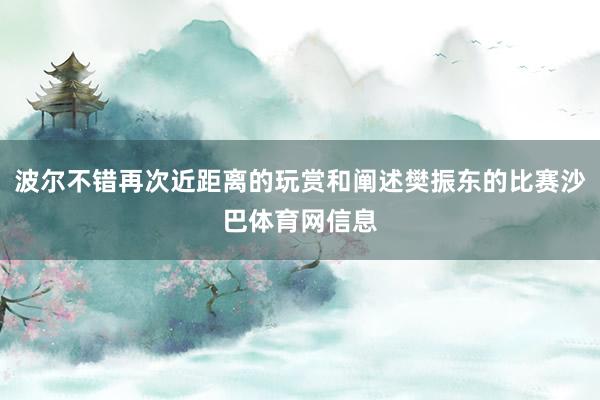 波尔不错再次近距离的玩赏和阐述樊振东的比赛沙巴体育网信息