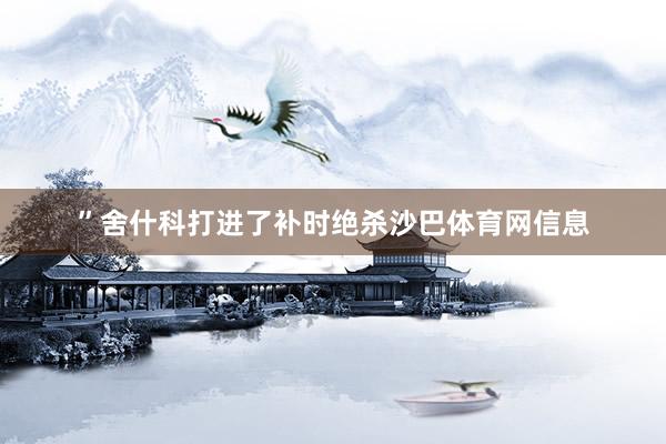 ”舍什科打进了补时绝杀沙巴体育网信息