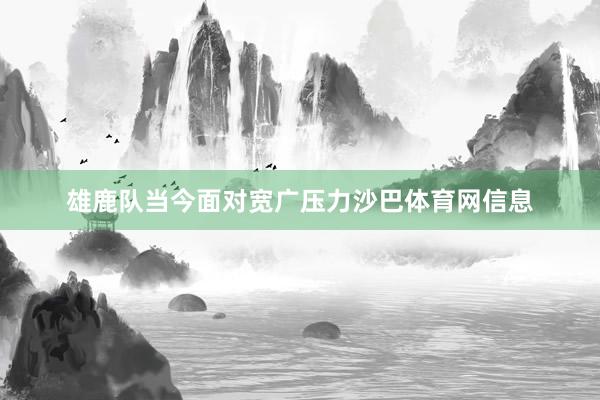雄鹿队当今面对宽广压力沙巴体育网信息