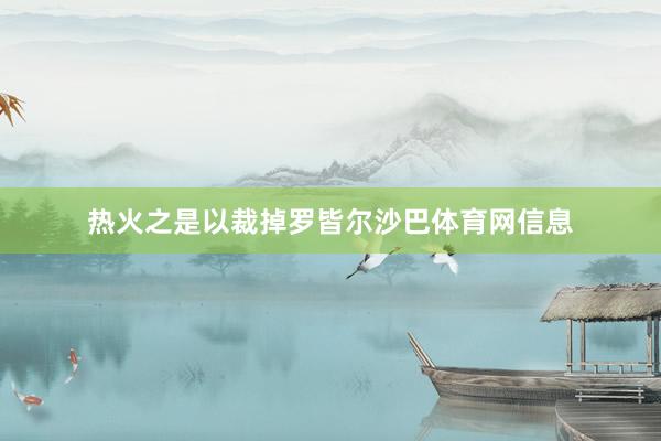 热火之是以裁掉罗皆尔沙巴体育网信息