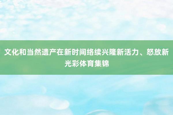 文化和当然遗产在新时间络续兴隆新活力、怒放新光彩体育集锦