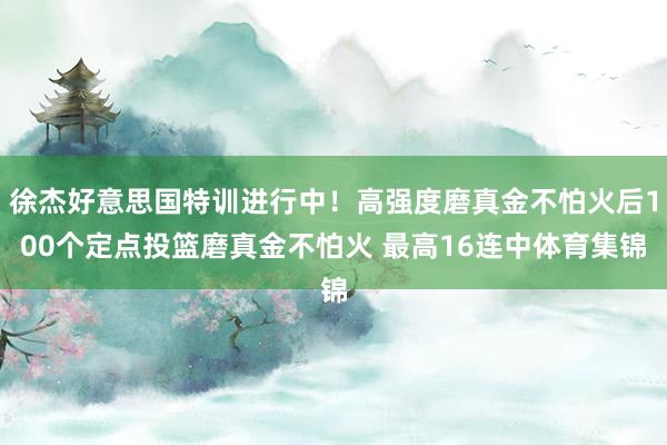 徐杰好意思国特训进行中！高强度磨真金不怕火后100个定点投篮磨真金不怕火 最高16连中体育集锦