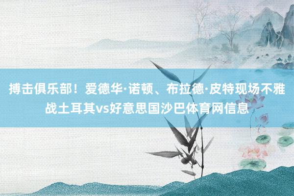 搏击俱乐部！爱德华·诺顿、布拉德·皮特现场不雅战土耳其vs好意思国沙巴体育网信息
